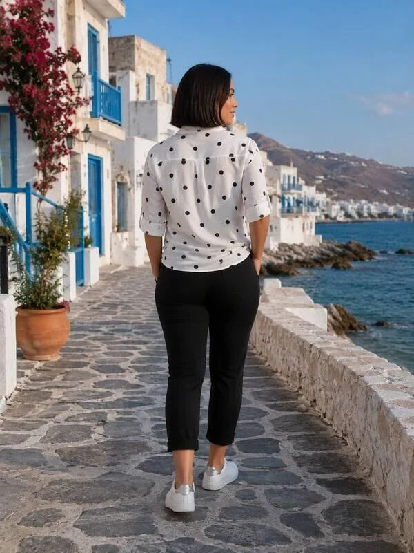 Γυναικείο Βαμβακερό Πουά Πουκάμισο – πίσω όψη